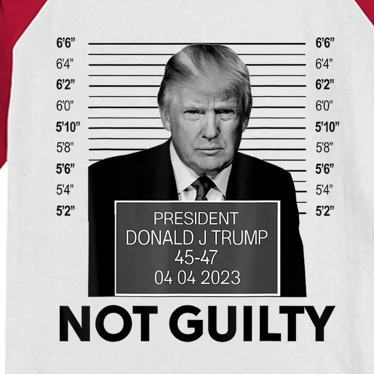 Donald Trump Mugshot Not Guilty Trump Supporter Kids Colorblock Raglan Jersey