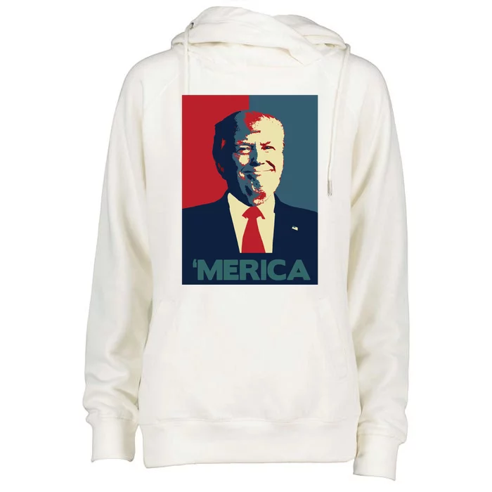 Donald Trump Merica Gift Womens Funnel Neck Pullover Hood