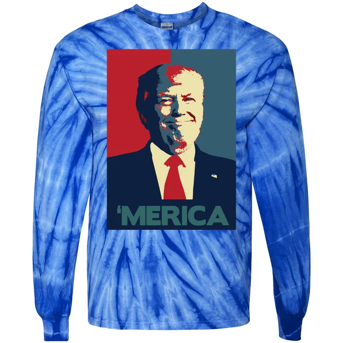 Donald Trump Merica Gift Tie-Dye Long Sleeve Shirt