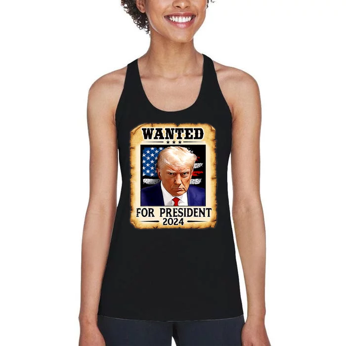 Donald Trump Mug Shot Wanted For U.S. President 2024 Women's Racerback Tank