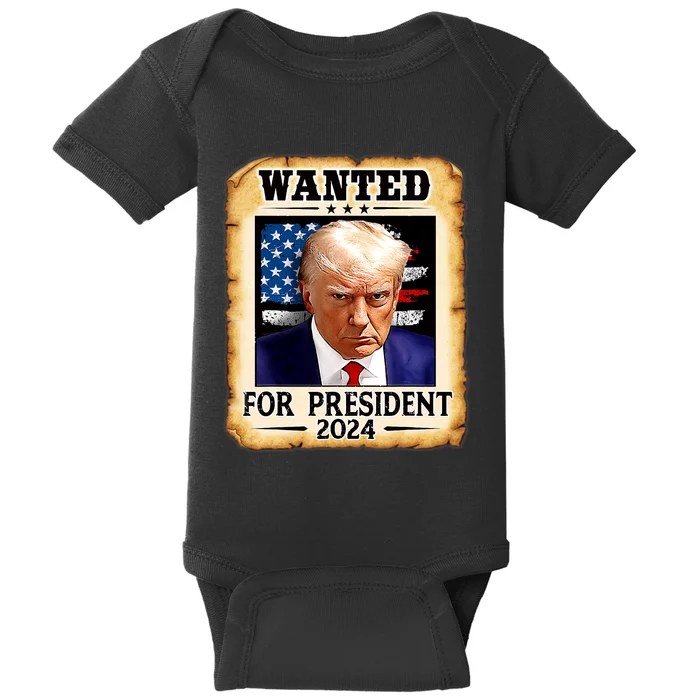 Donald Trump Mug Shot Wanted For U.S. President 2024 Baby Bodysuit