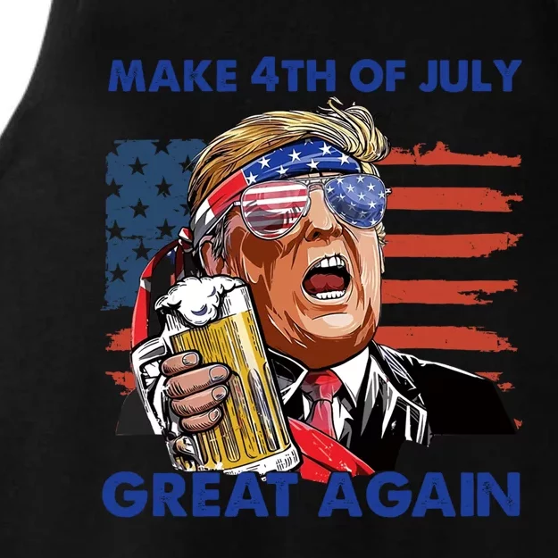 Donald Trump Make 4th Of July Great Again Patriotic Us Flag Gift Ladies Tri-Blend Wicking Tank