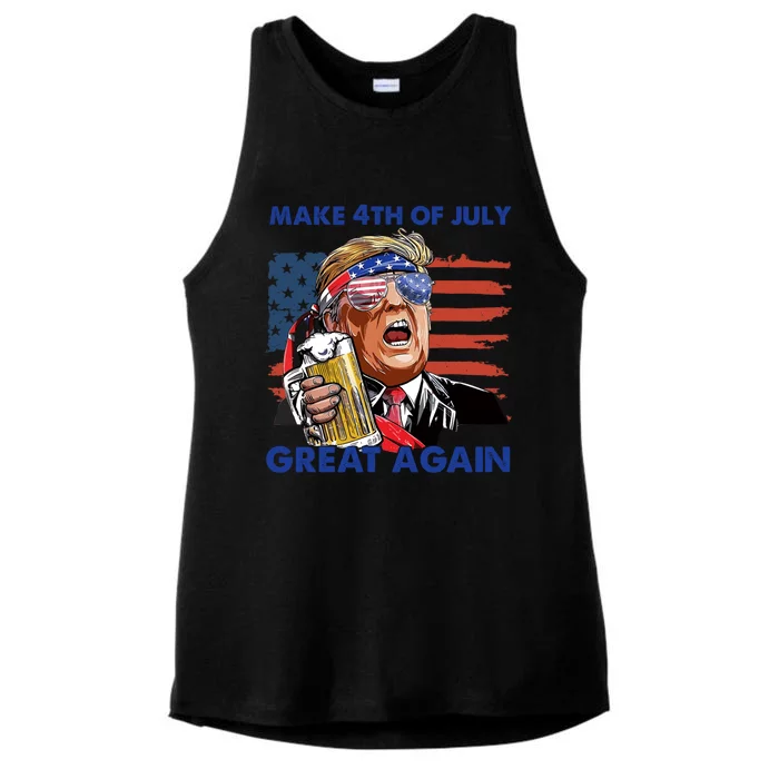 Donald Trump Make 4th Of July Great Again Patriotic Us Flag Gift Ladies Tri-Blend Wicking Tank