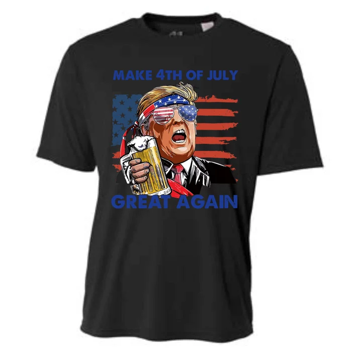 Donald Trump Make 4th Of July Great Again Patriotic Us Flag Gift Cooling Performance Crew T-Shirt