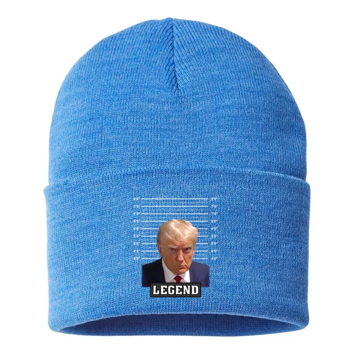 Donald Trump Mug Shot Legend Pro Trump 2024 Gift Sustainable Knit Beanie