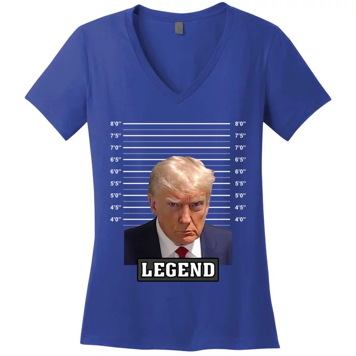 Donald Trump Mug Shot Legend Pro Trump 2024 Gift Women's V-Neck T-Shirt