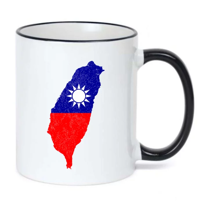 Distressed Taiwan Map Flag Support For Taiwan I Love Taiwan Gift Black Color Changing Mug