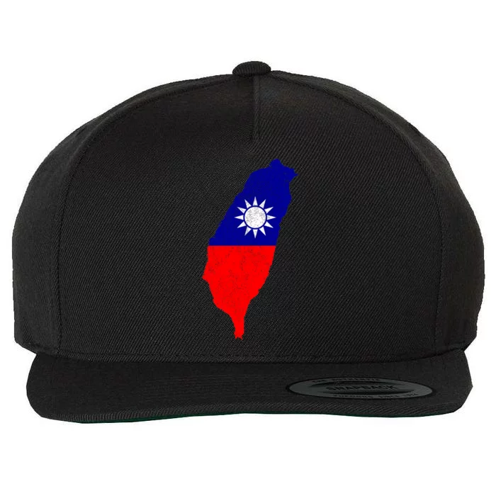 Distressed Taiwan Map Flag Support For Taiwan I Love Taiwan Gift Wool Snapback Cap