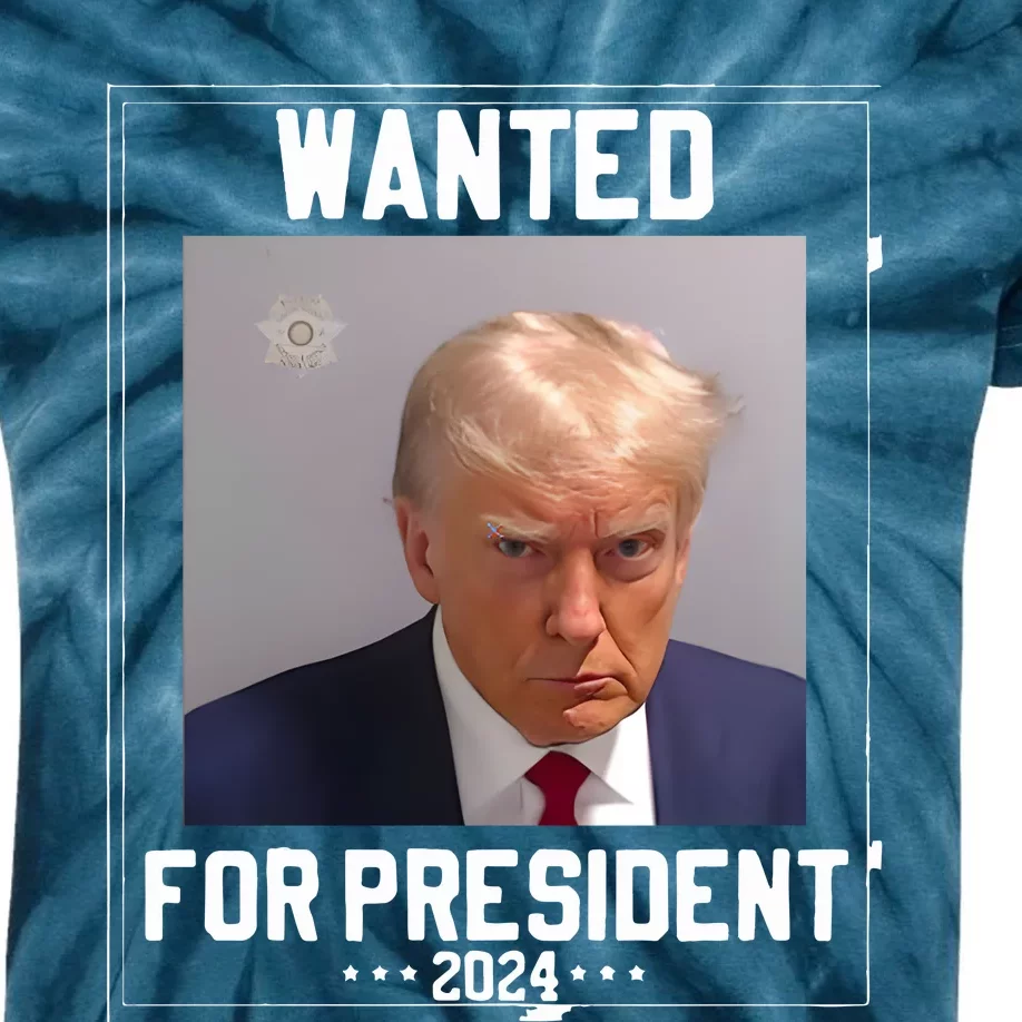 Donald Trump Mugshot Wanted For President 2024 Kids Tie-Dye T-Shirt ...