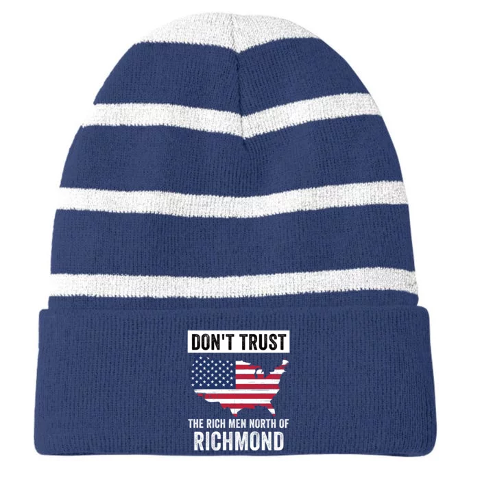 Dont Trust Men North Of Richmond Blue Collar Anthem USA Richmond Patriotic Striped Beanie with Solid Band