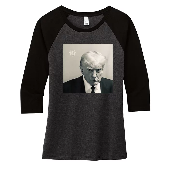 Donald Trump Mug Shot Republican Arrest President MAGA 2024 Women's Tri-Blend 3/4-Sleeve Raglan Shirt