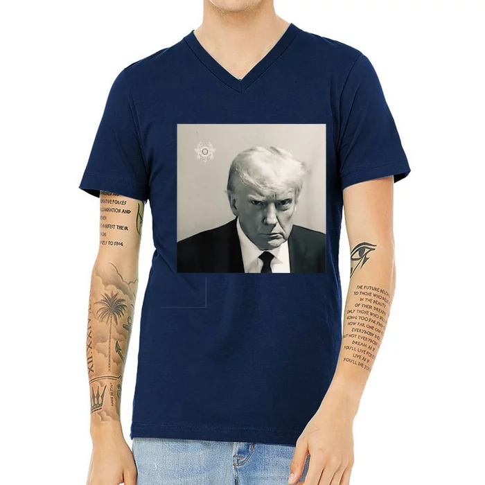 Donald Trump Mug Shot Republican Arrest President MAGA 2024 V-Neck T-Shirt