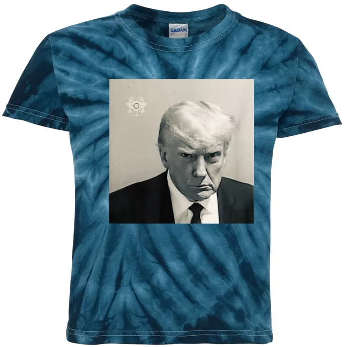 Donald Trump Mug Shot Republican Arrest President MAGA 2024 Kids Tie-Dye T-Shirt