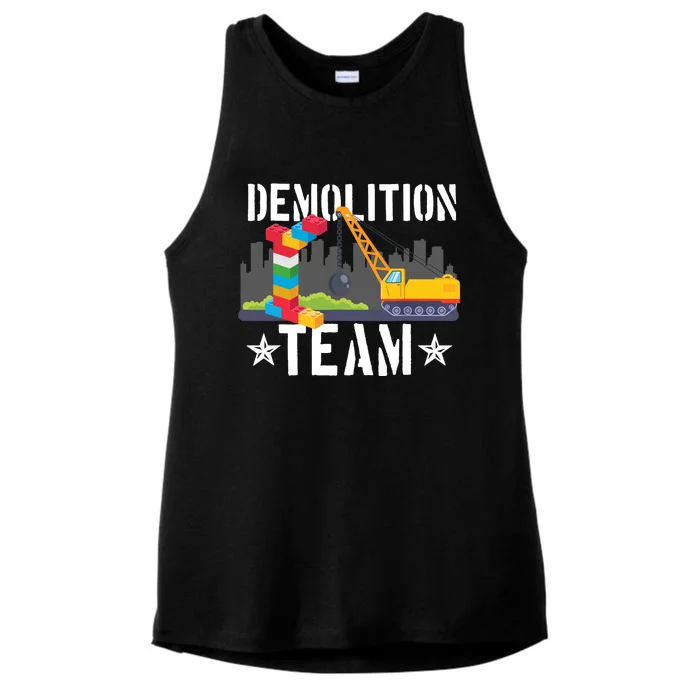 Demolition Team Master Builder Building Blocks Bricklayer Ladies Tri-Blend Wicking Tank