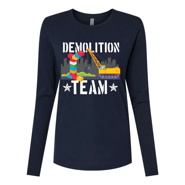 Demolition Team Master Builder Building Blocks Bricklayer Womens Cotton Relaxed Long Sleeve T-Shirt