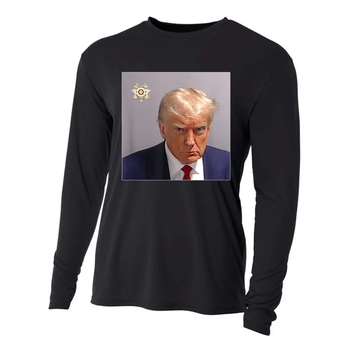 Donald Trump Mugshot | Trump Mug Shot Trending Cooling Performance Long Sleeve Crew