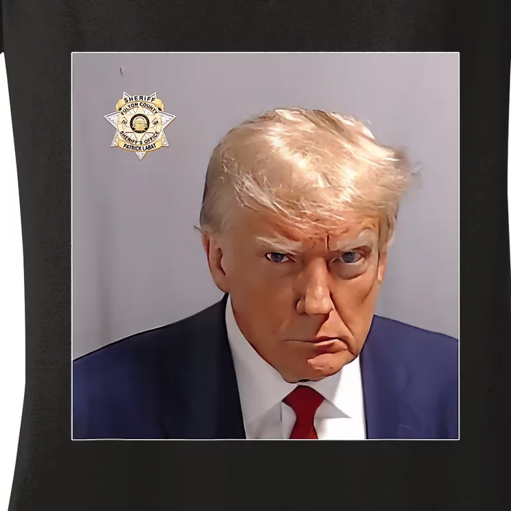 Donald Trump Mugshot | Trump Mug Shot Trending Women's V-Neck T-Shirt