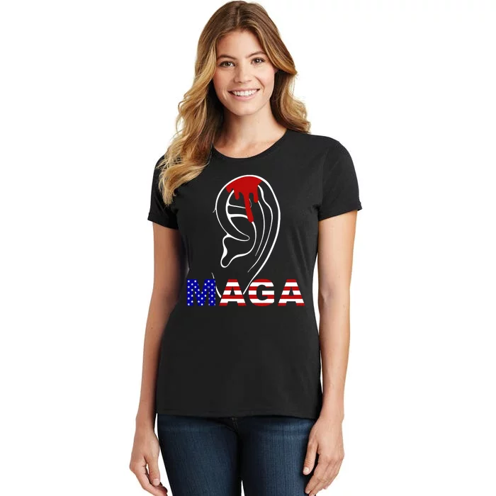 Donald Trump Maga Gun Shot To The Ear Women's T-Shirt