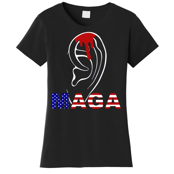 Donald Trump Maga Gun Shot To The Ear Women's T-Shirt