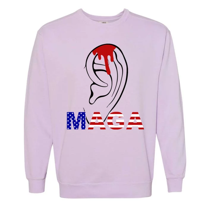 Donald Trump Maga Gun Shot To The Ear Garment-Dyed Sweatshirt