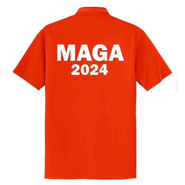 Donald Trump Mugshot MAGA 2024 Front & Back Front & Back Dry Zone Grid Performance Polo