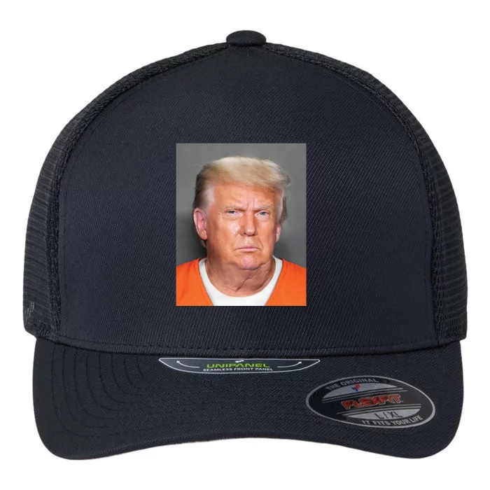 Donald Trump Mugshot MAGA 2024 Front & Back Front & Back Flexfit Unipanel Trucker Cap