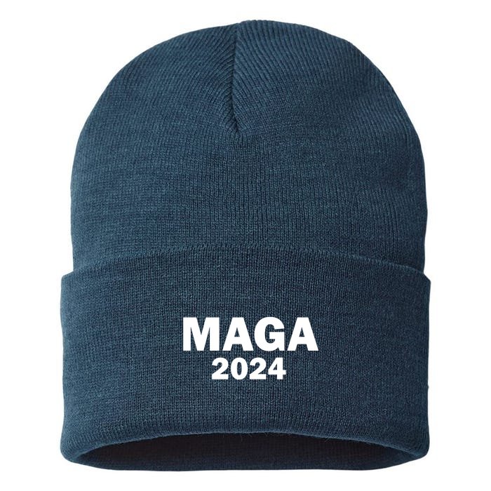 Donald Trump Mugshot MAGA 2024 Front & Back Front & Back Sustainable Knit Beanie