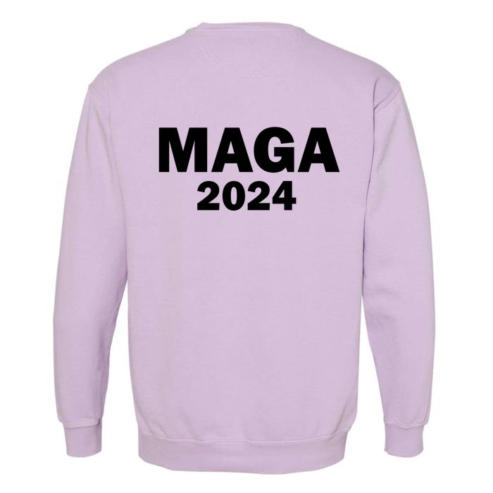 Donald Trump Mugshot MAGA 2024 Front & Back Front & Back Garment-Dyed Sweatshirt