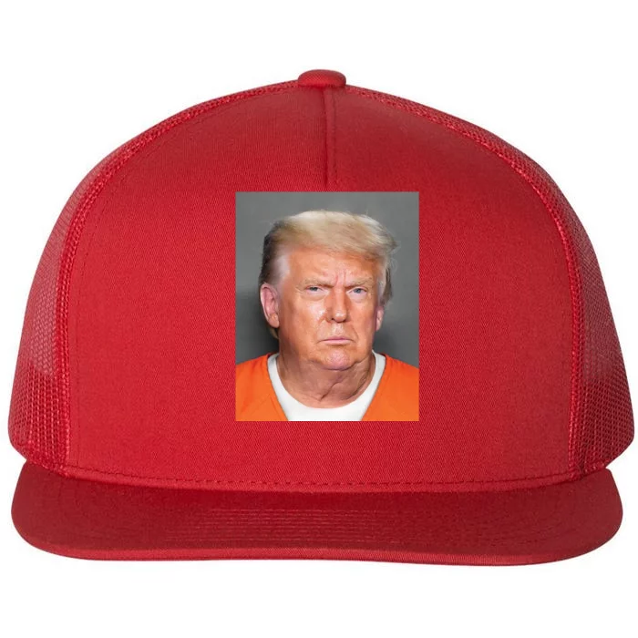 Donald Trump Mugshot MAGA 2024 Front & Back Front & Back Flat Bill Trucker Hat