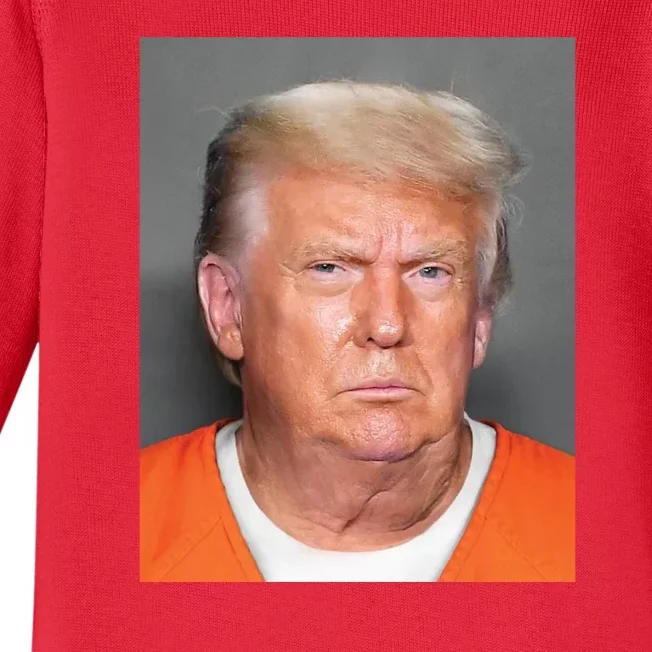 Donald Trump Mugshot MAGA 2024 Front & Back Front & Back Baby Long Sleeve Bodysuit