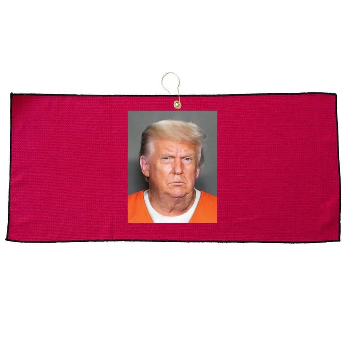 Donald Trump Mugshot MAGA 2024 Front & Back Front & Back Large Microfiber Waffle Golf Towel