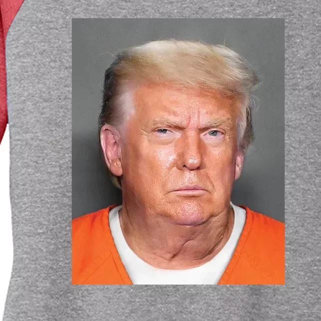 Donald Trump Mugshot MAGA 2024 Front & Back Front & Back Women's Tri-Blend 3/4-Sleeve Raglan Shirt