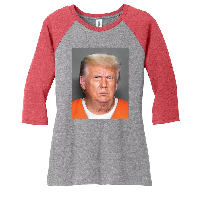 Donald Trump Mugshot MAGA 2024 Front & Back Front & Back Women's Tri-Blend 3/4-Sleeve Raglan Shirt