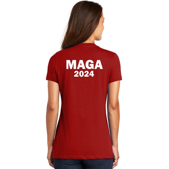 Donald Trump Mugshot MAGA 2024 Front & Back Front & Back Women's V-Neck T-Shirt