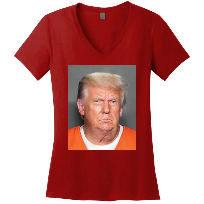 Donald Trump Mugshot MAGA 2024 Front & Back Front & Back Women's V-Neck T-Shirt