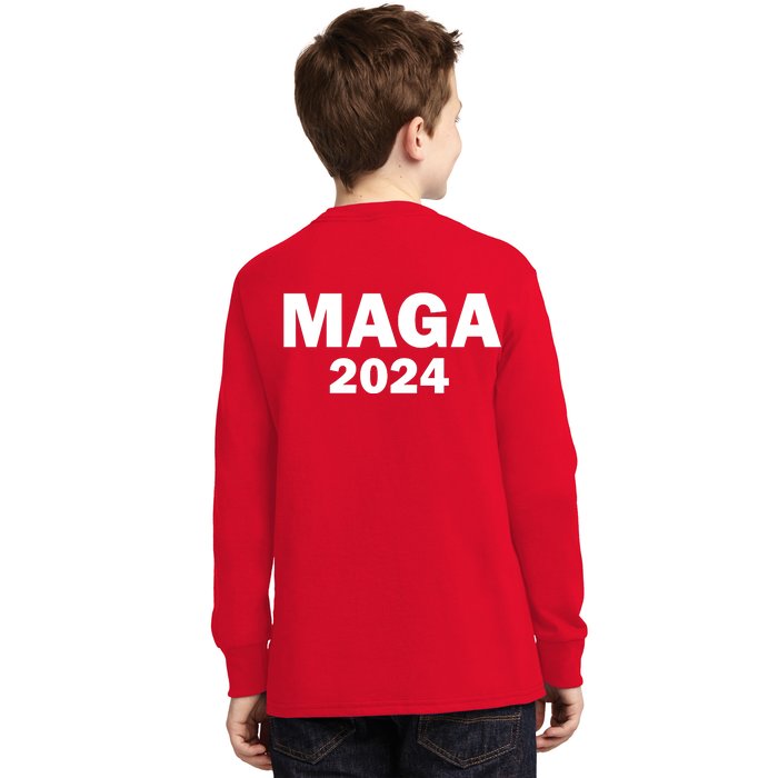 Donald Trump Mugshot MAGA 2024 Front & Back Front & Back Kids Long Sleeve Shirt