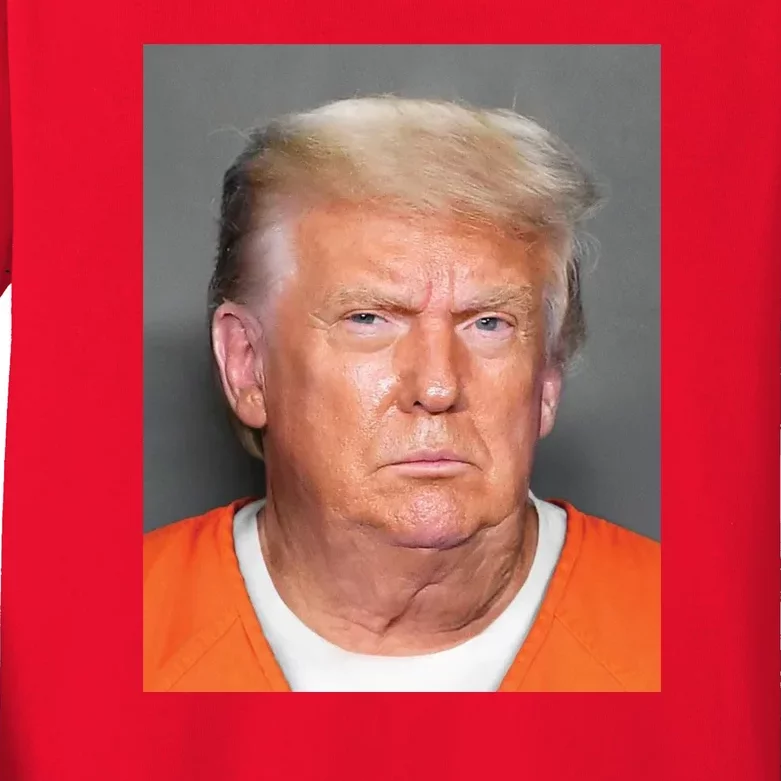 Donald Trump Mugshot MAGA 2024 Front & Back Front & Back Kids Long Sleeve Shirt