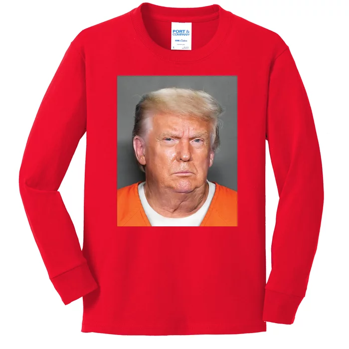 Donald Trump Mugshot MAGA 2024 Front & Back Front & Back Kids Long Sleeve Shirt