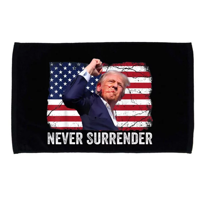 Donald Trump Mug Shot Never Surrender Microfiber Hand Towel