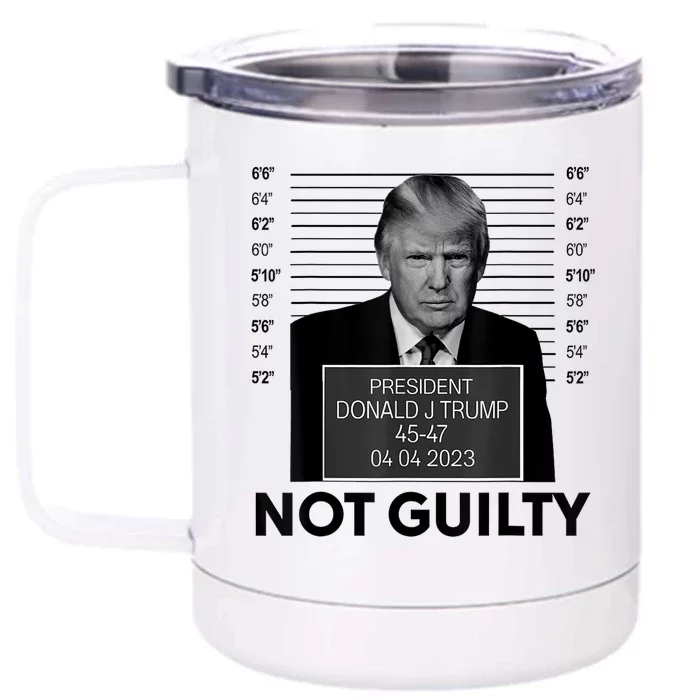 Donald Trump Mugshot Not Guilty Trump Supporter Front & Back 12oz Stainless Steel Tumbler Cup