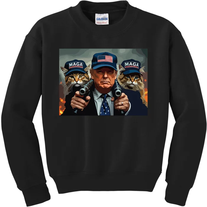 Donald Trump Make Cats Safe Again Red Hat 2024 Debate Funny Kids Sweatshirt