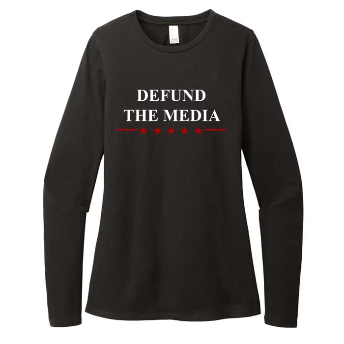 Defund The Media USA Star Womens CVC Long Sleeve Shirt