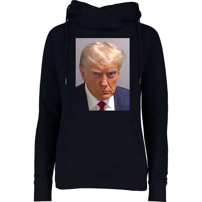 Donald Trump Mugshot Womens Funnel Neck Pullover Hood