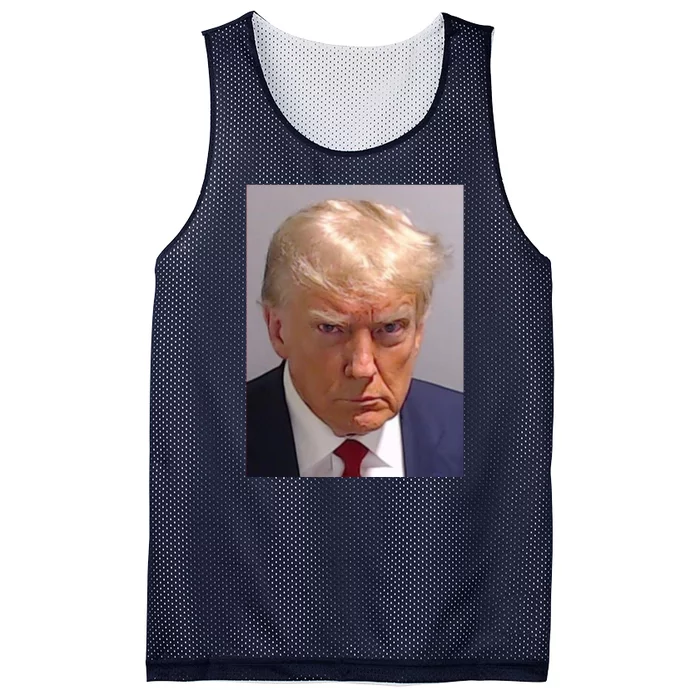 Donald Trump Mugshot Mesh Reversible Basketball Jersey Tank