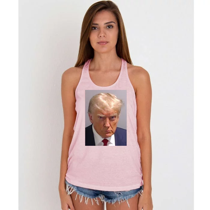 Donald Trump Mugshot Women's Knotted Racerback Tank