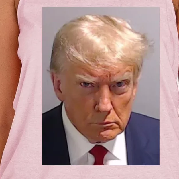 Donald Trump Mugshot Women's Knotted Racerback Tank