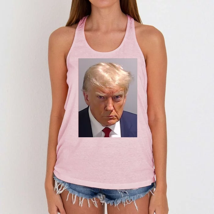 Donald Trump Mugshot Women's Knotted Racerback Tank