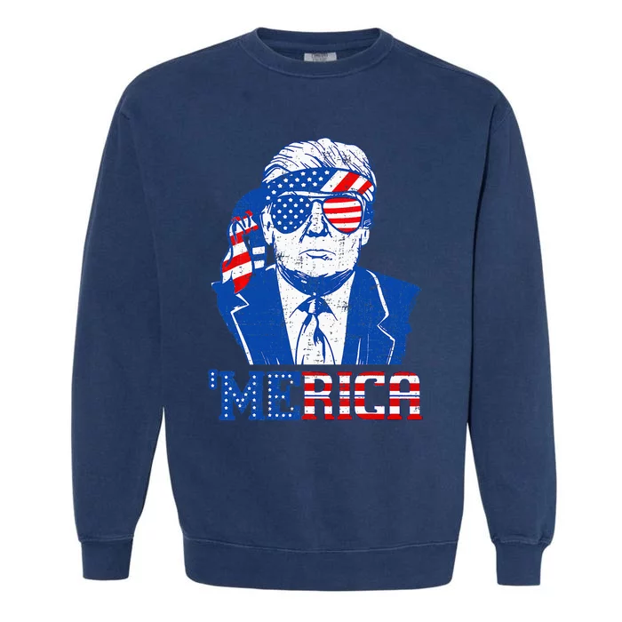 Donald Trump Merica Trump Sunglass Us Flag Garment-Dyed Sweatshirt