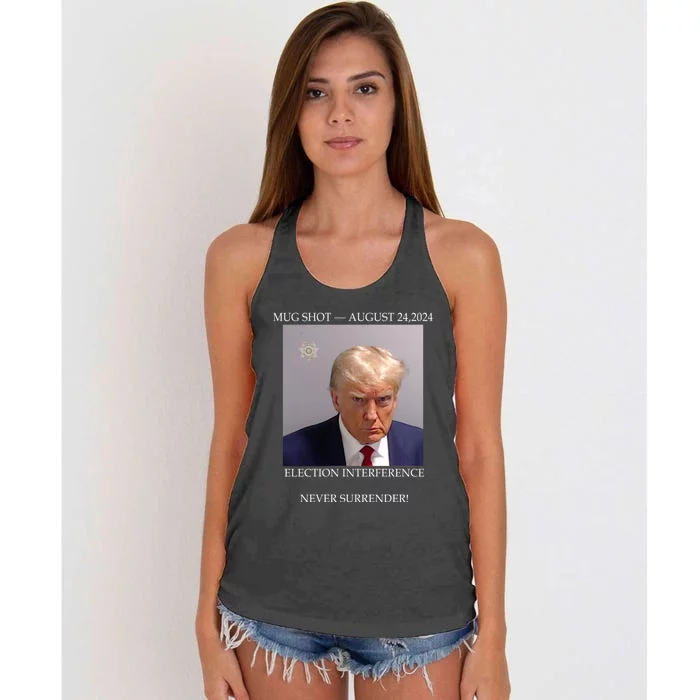 Donald Trump Mug Shot August 24 2024 Election Interference Women's Knotted Racerback Tank