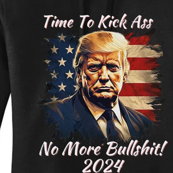 Donald Trump My President 2024 America Mug Shot Flag Funny Women's Pullover Hoodie